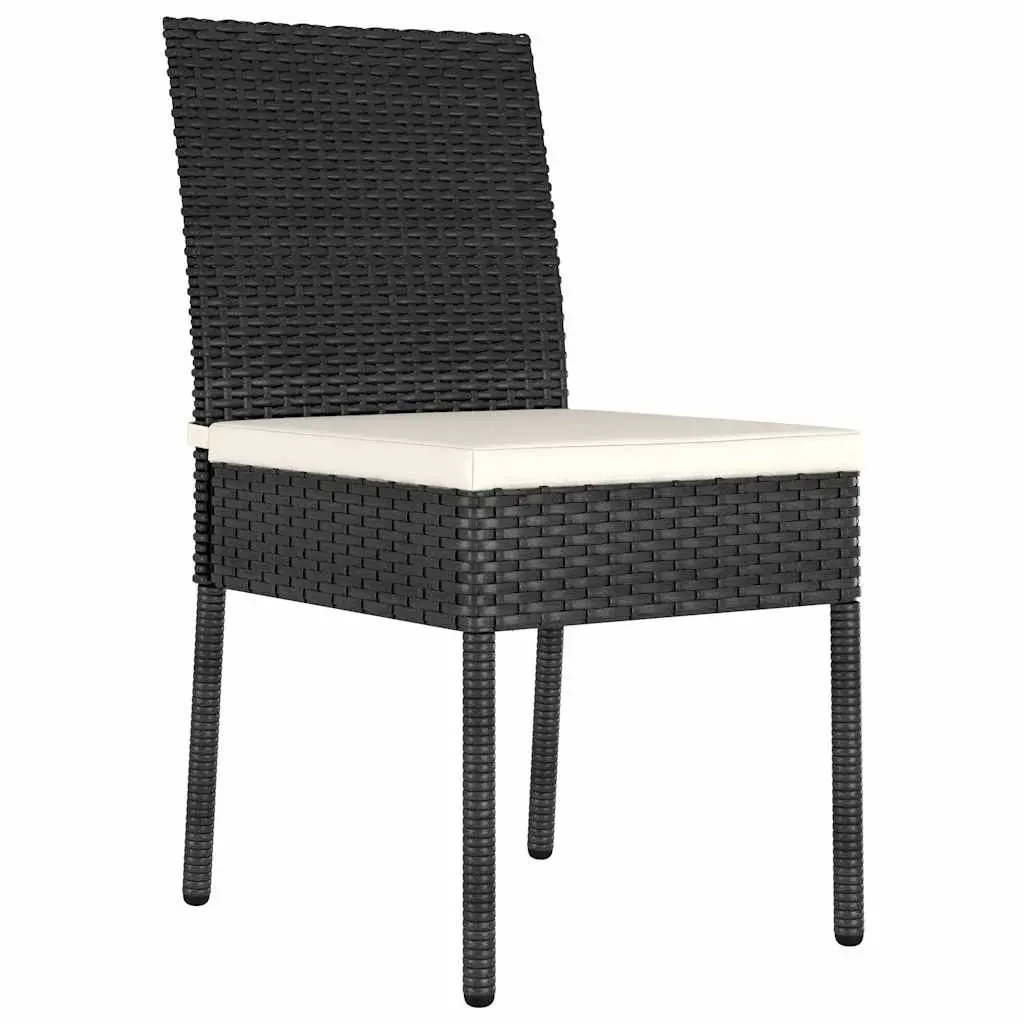 3 Piece Outdoor Garden Dining Set Steel Frame PE Rattan Black