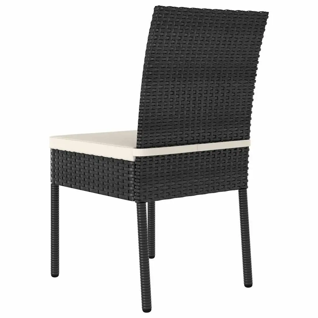 3 Piece Outdoor Garden Dining Set Steel Frame PE Rattan Black