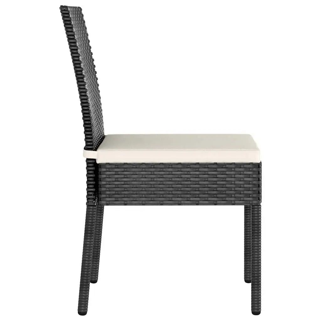 3 Piece Outdoor Garden Dining Set Steel Frame PE Rattan Black