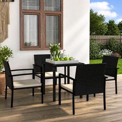 Durable 5 Piece Black Garden Dining Set with Steel Frame