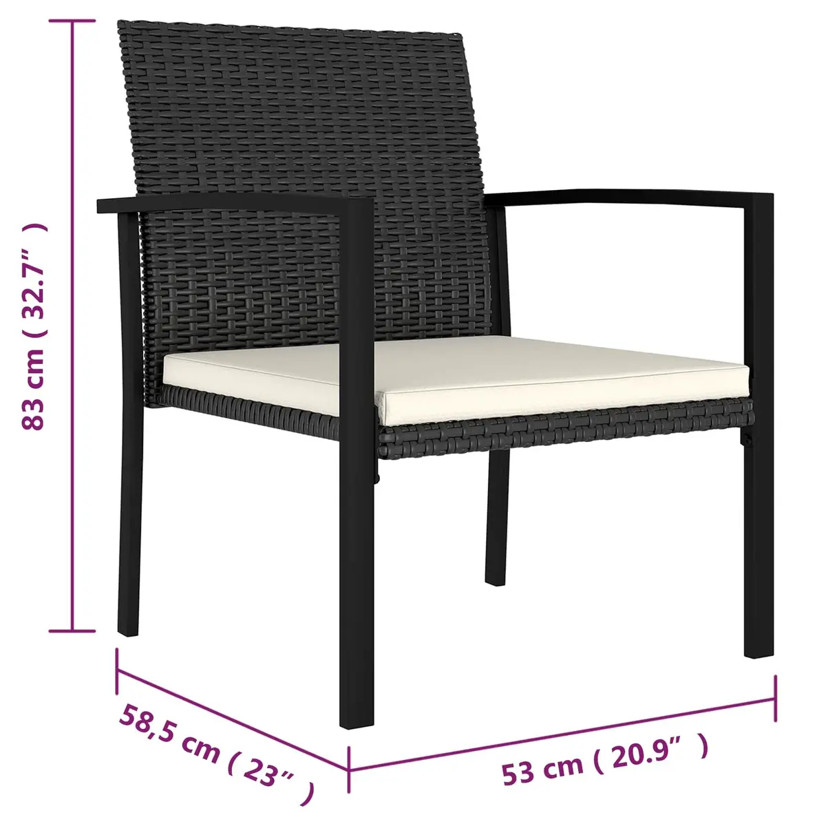 5 Piece Garden Dining Set Steel Frame PE Rattan Black