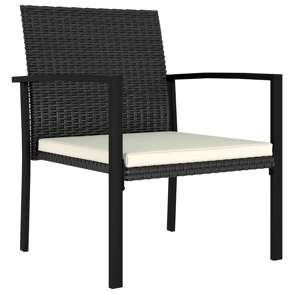 5 Piece Garden Dining Set Steel Frame PE Rattan Black