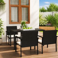 Durable 5 Piece Black Poly Rattan Outdoor Dining Set