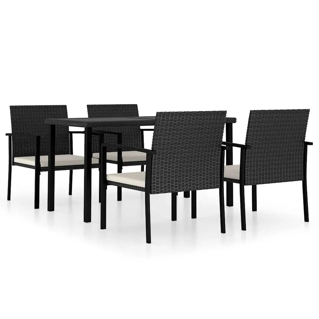 5 Piece Black Poly Rattan Outdoor Dining Set