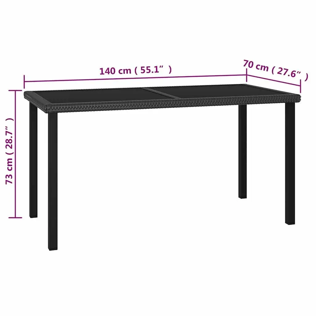 5 Piece Black Poly Rattan Outdoor Dining Set
