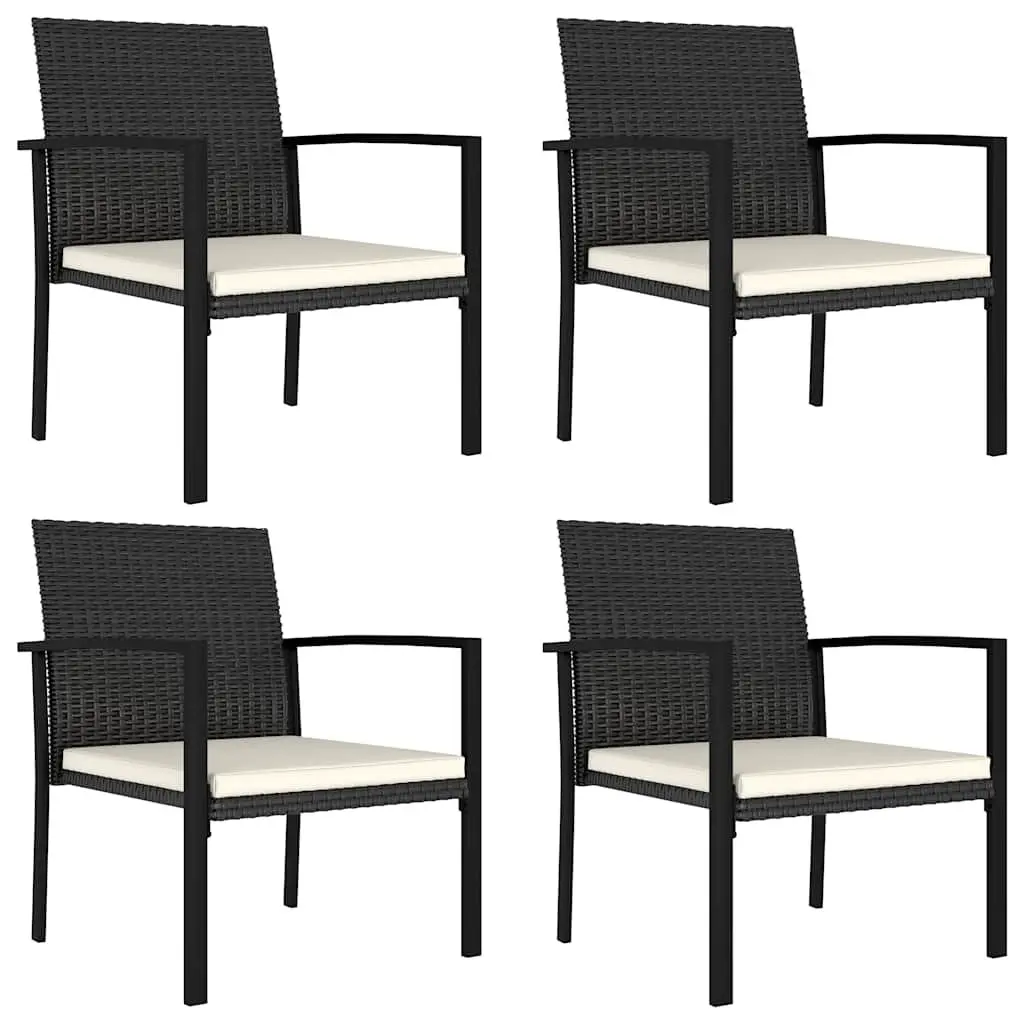 5 Piece Black Poly Rattan Outdoor Dining Set