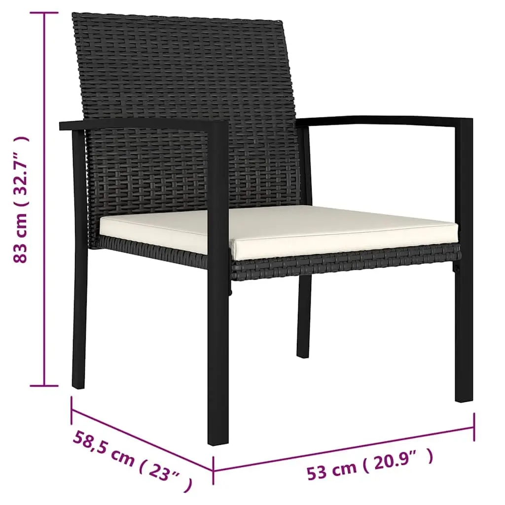 7 Piece Outdoor Dining Set Steel Frame PE Rattan Black Garden Patio Furniture
