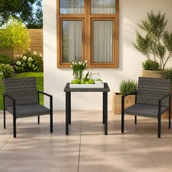 Sturdy 3-Piece Garden Dining Set with Grey Rattan