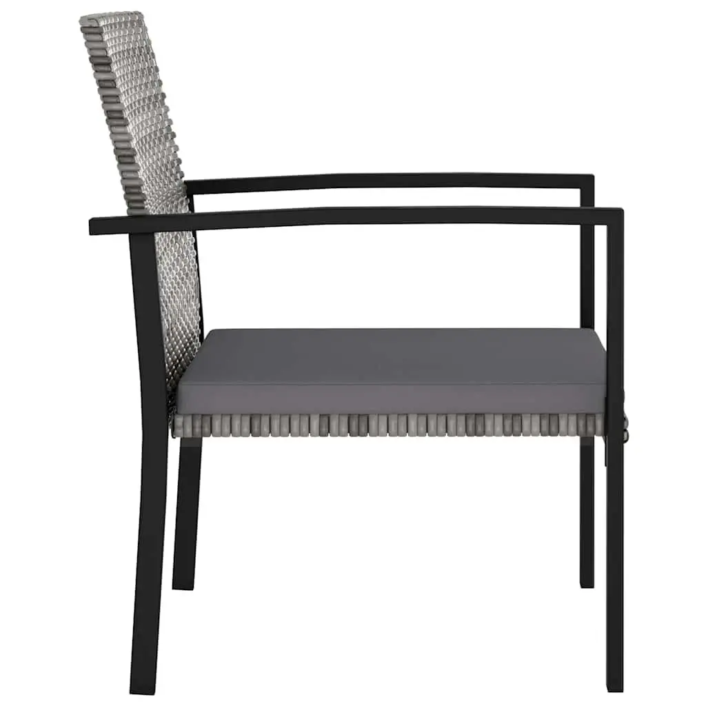 3-Piece Garden Dining Set with Grey Rattan