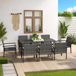 Sturdy 9 Piece Grey Outdoor Dining Set for Your Patio