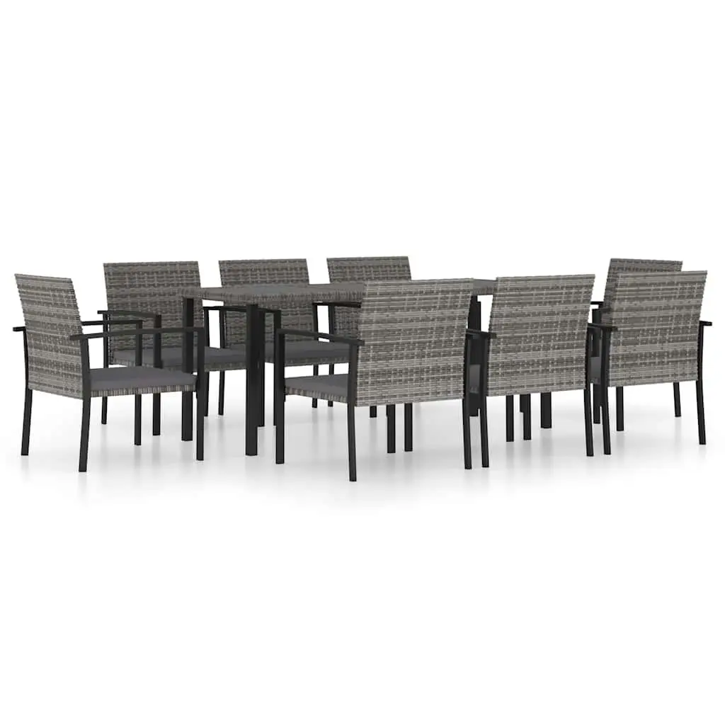 9 Piece Garden Dining Set Poly Rattan Grey Outdoor Patio Furniture Table Chairs