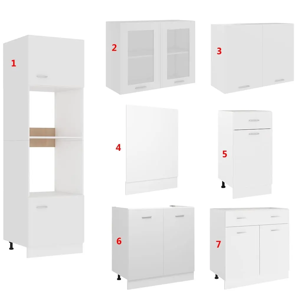 7 Piece Kitchen Cabinet Set in White