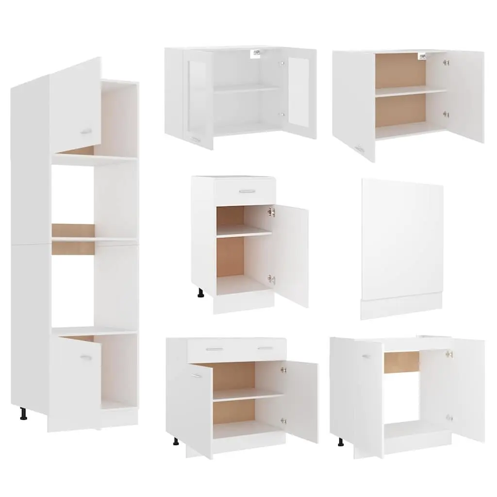 7 Piece Kitchen Cabinet Set in White