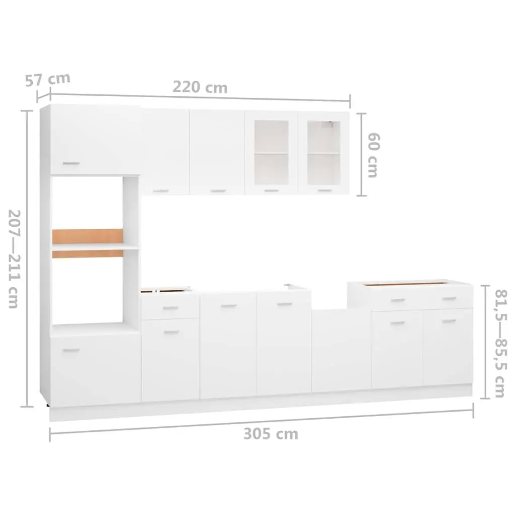7 Piece Kitchen Cabinet Set in White