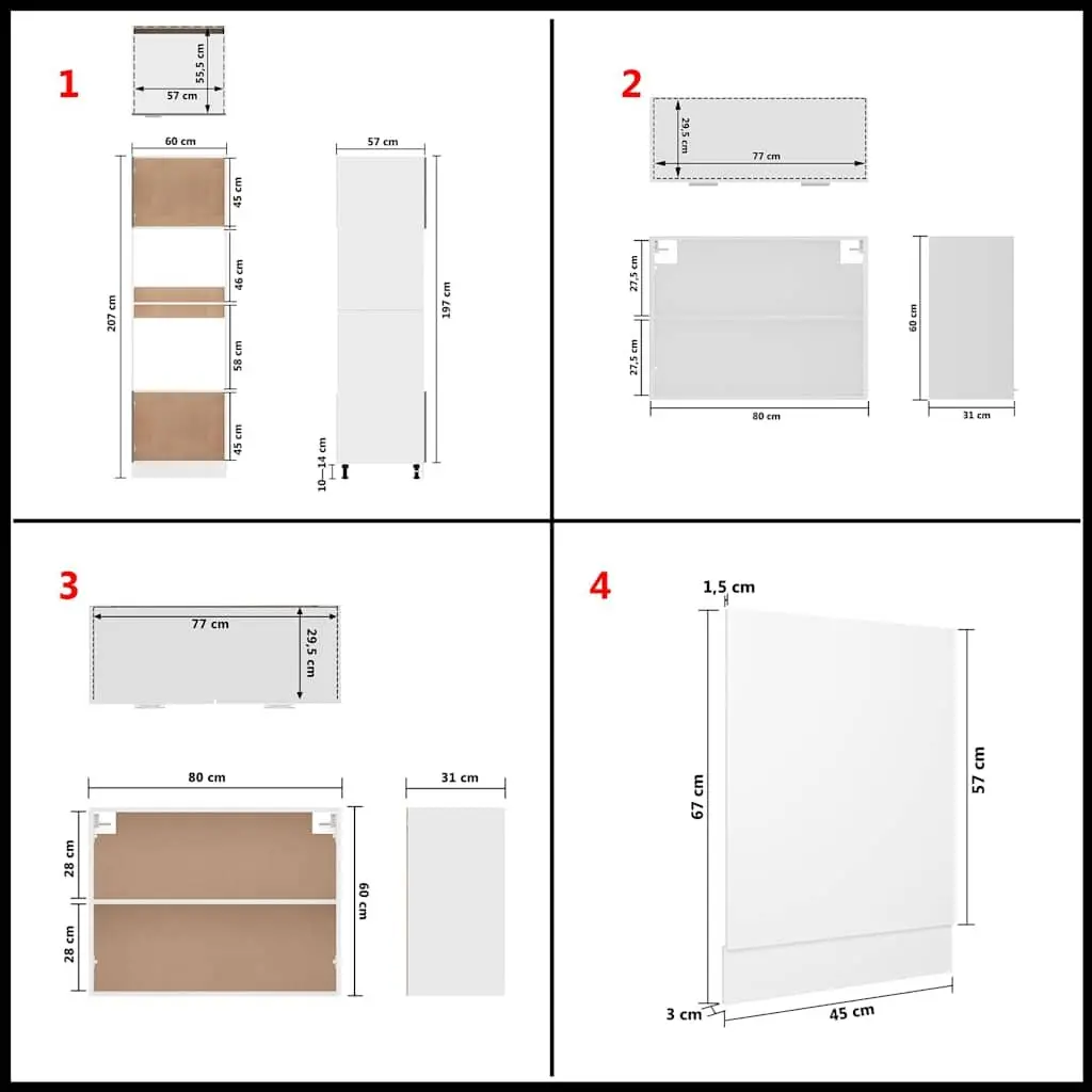 7 Piece Kitchen Cabinet Set in White