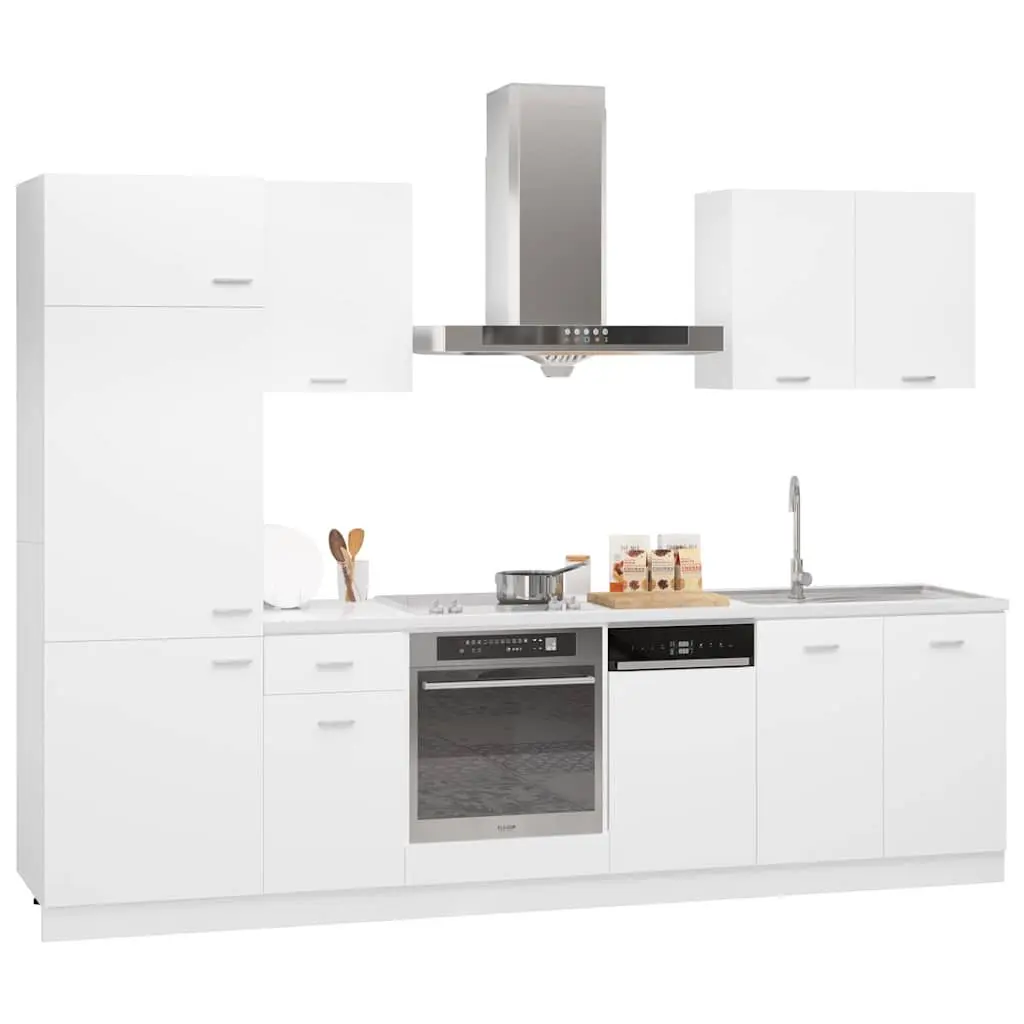 7 Piece White Kitchen Cabinet Set for Storage