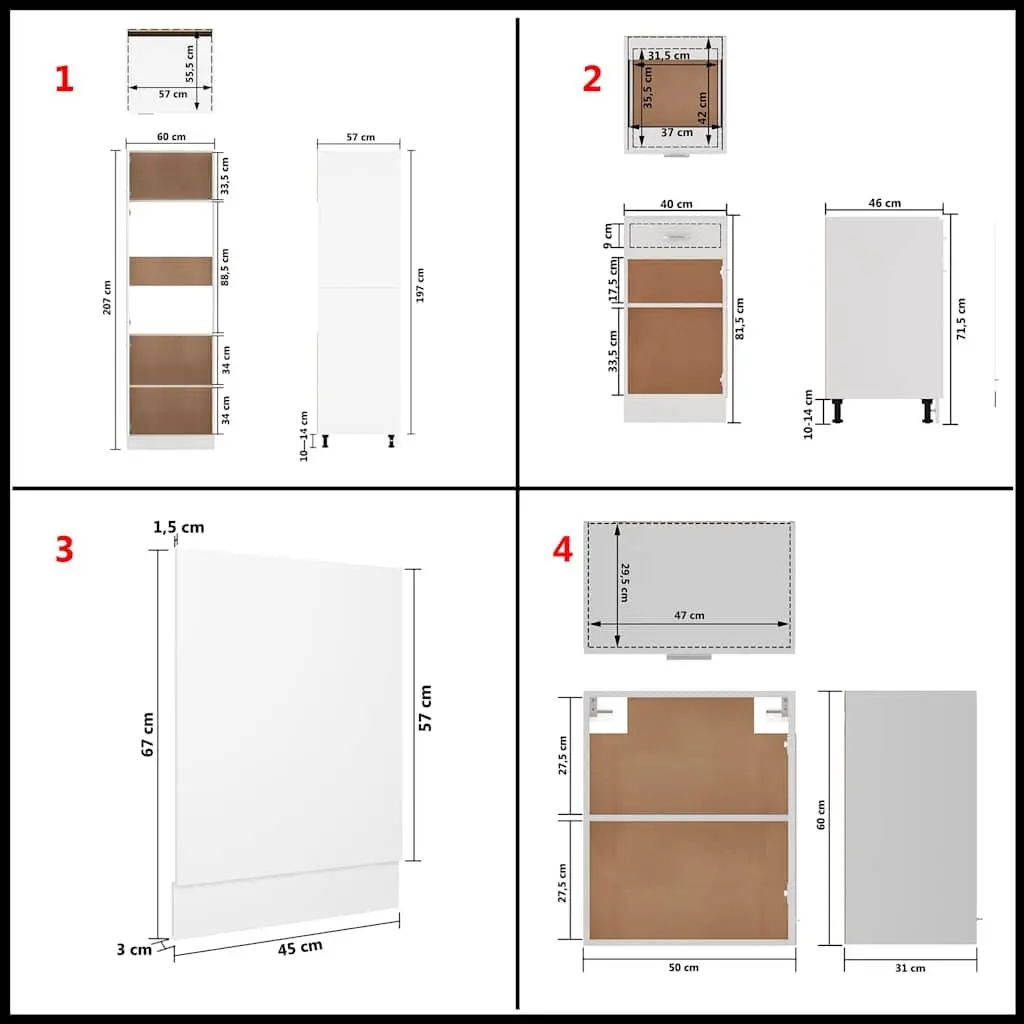 7 Piece White Kitchen Cabinet Set for Storage