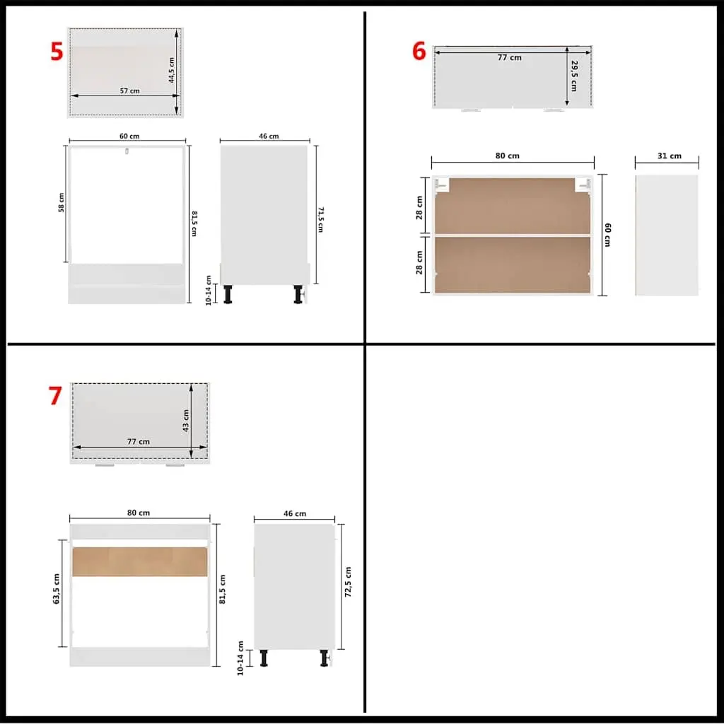7 Piece White Kitchen Cabinet Set for Storage