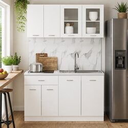 Durable 4 Piece Kitchen Cabinet Set in White