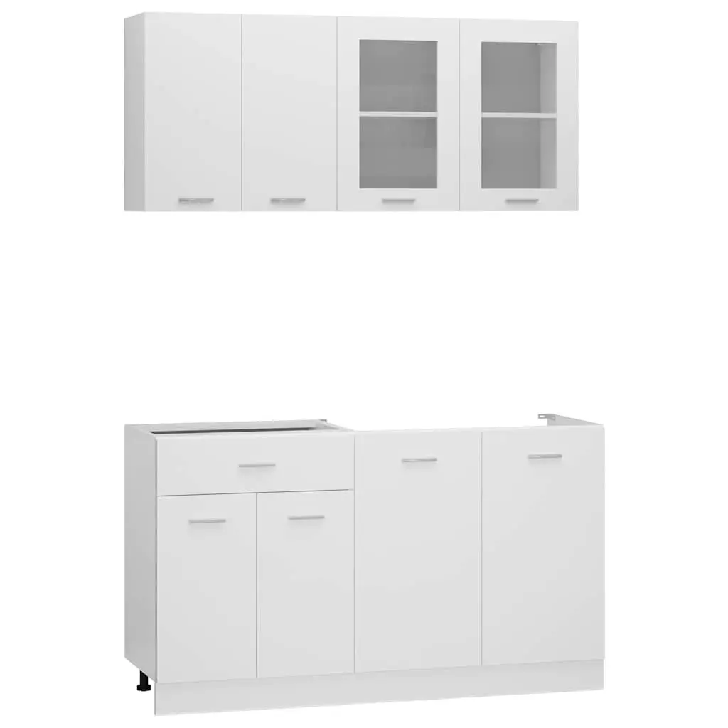 4 Piece Kitchen Cabinet Set in White