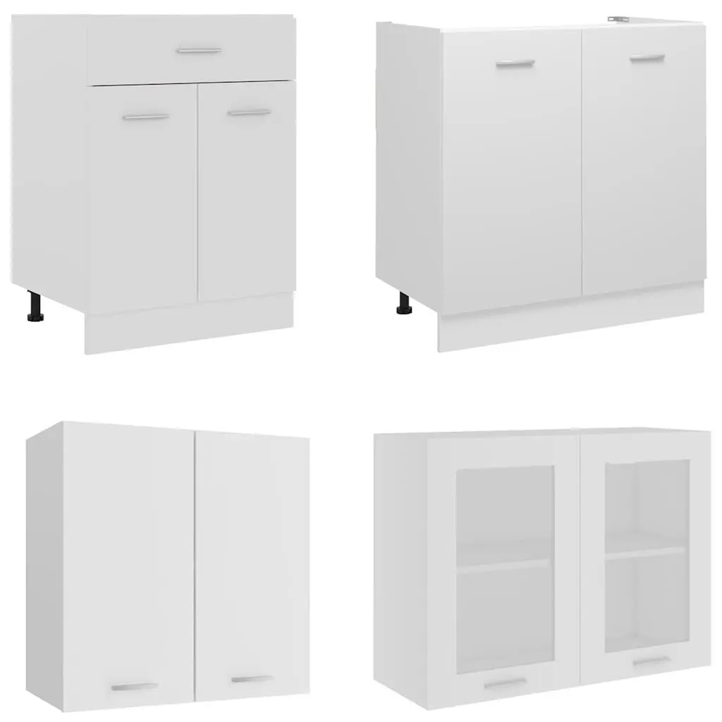 4 Piece Kitchen Cabinet Set in White