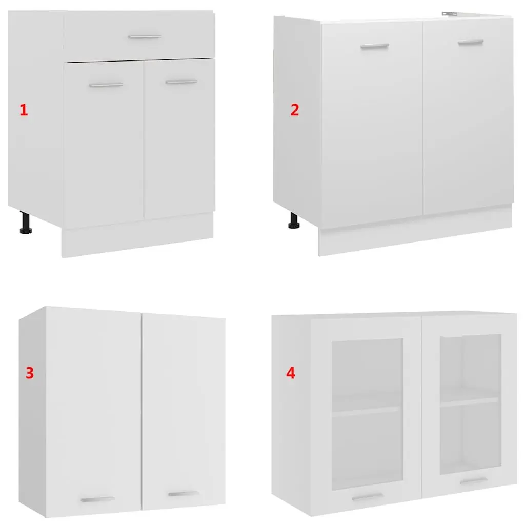 4 Piece Kitchen Cabinet Set in White