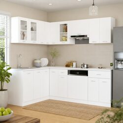 Durable 11 Piece White Kitchen Cabinet Set for Storage