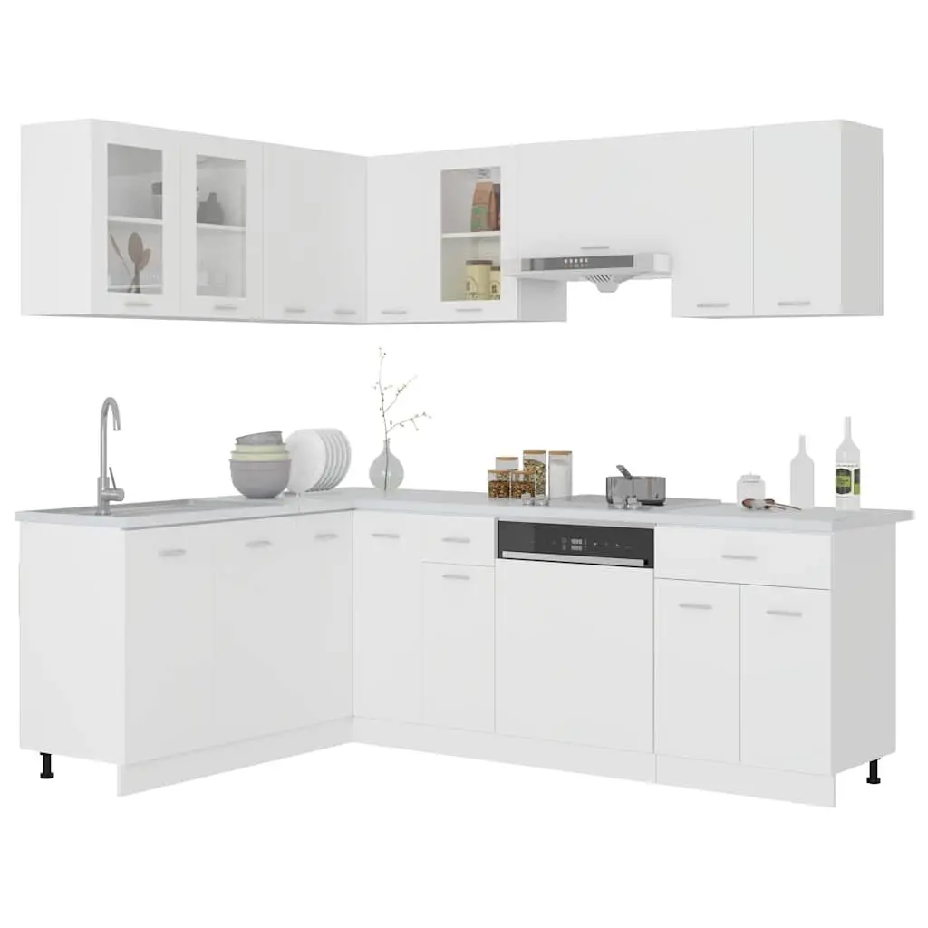 11 Piece White Kitchen Cabinet Set for Storage
