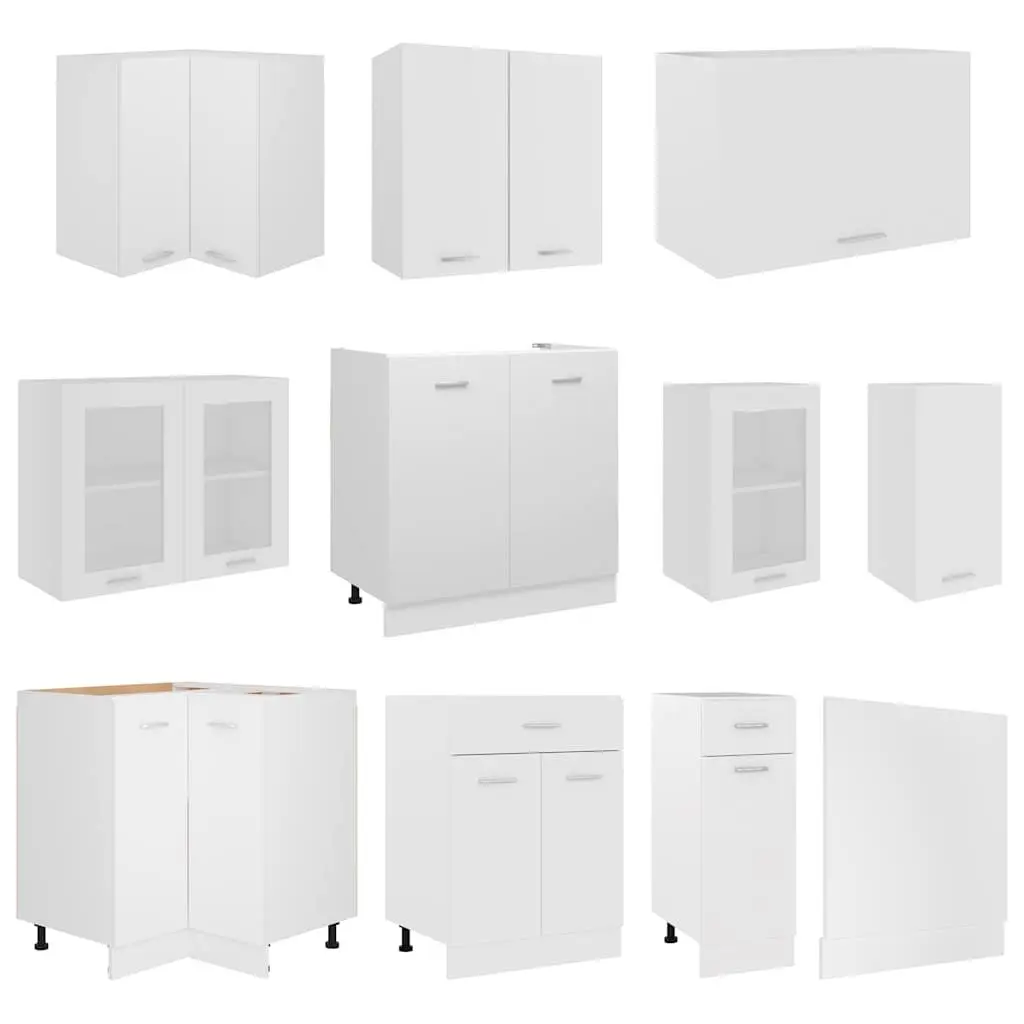 11 Piece White Kitchen Cabinet Set for Storage