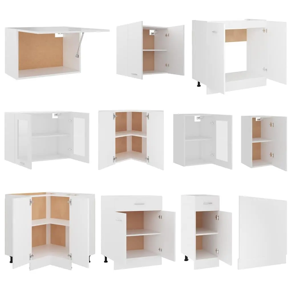 11 Piece White Kitchen Cabinet Set for Storage