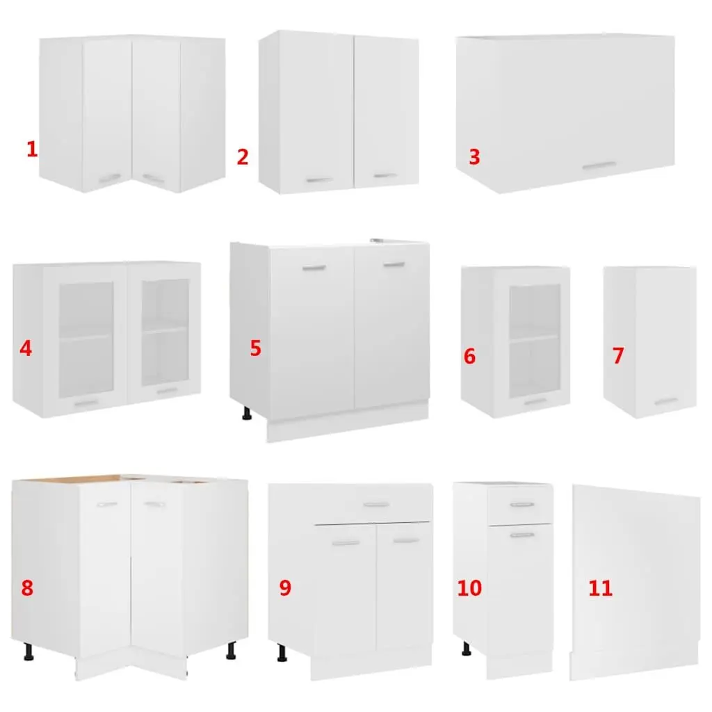 11 Piece White Kitchen Cabinet Set for Storage