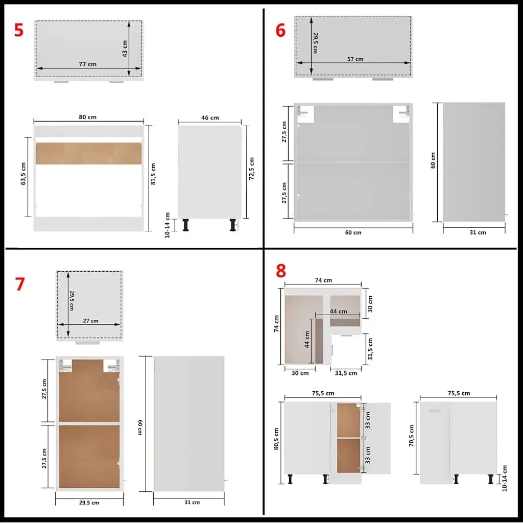 11 Piece White Kitchen Cabinet Set for Storage