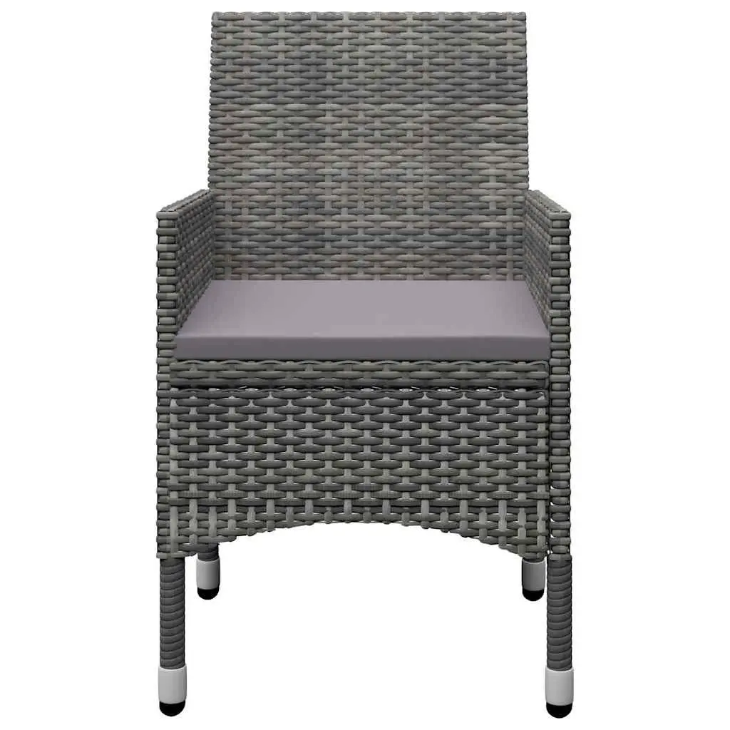 Grey 3 Piece Garden Dining Set with Sturdy Table and Chairs