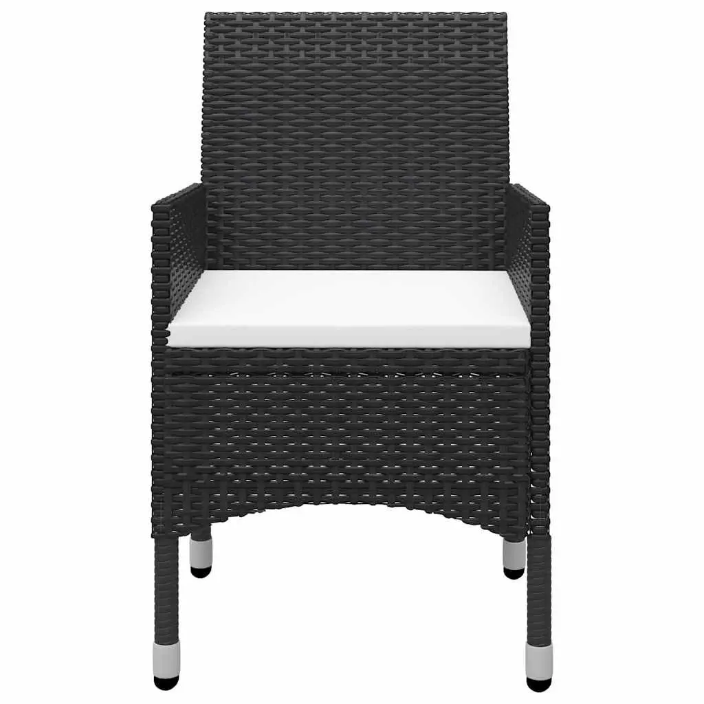 Garden Dining Set Solid Acacia Wood Powder-Coated Steel PE Rattan 5 Piece Black