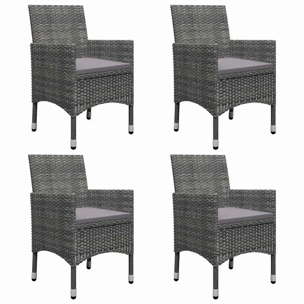 5 Piece Outdoor Dining Set Grey Rattan Chairs Acacia Wood Table