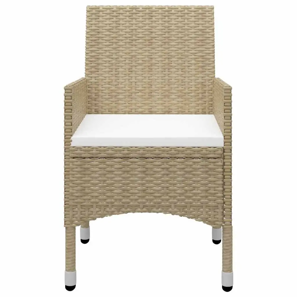 5 Piece Garden Dining Set with Beige Rattan and Acacia Table