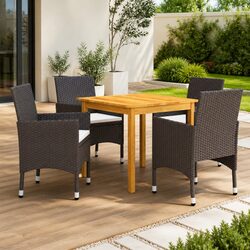 Sturdy 5-Piece Brown Garden Dining Set with Cushions