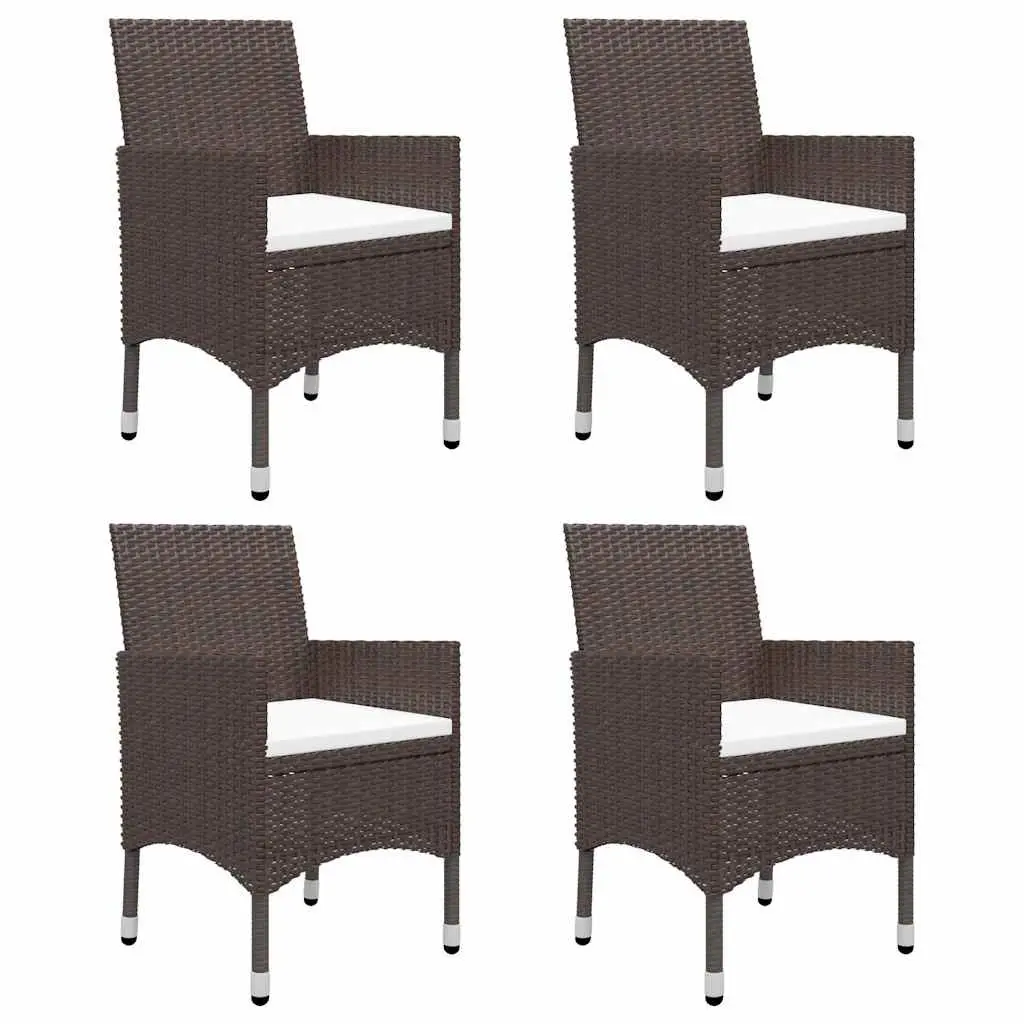 5-Piece Brown Garden Dining Set with Cushions