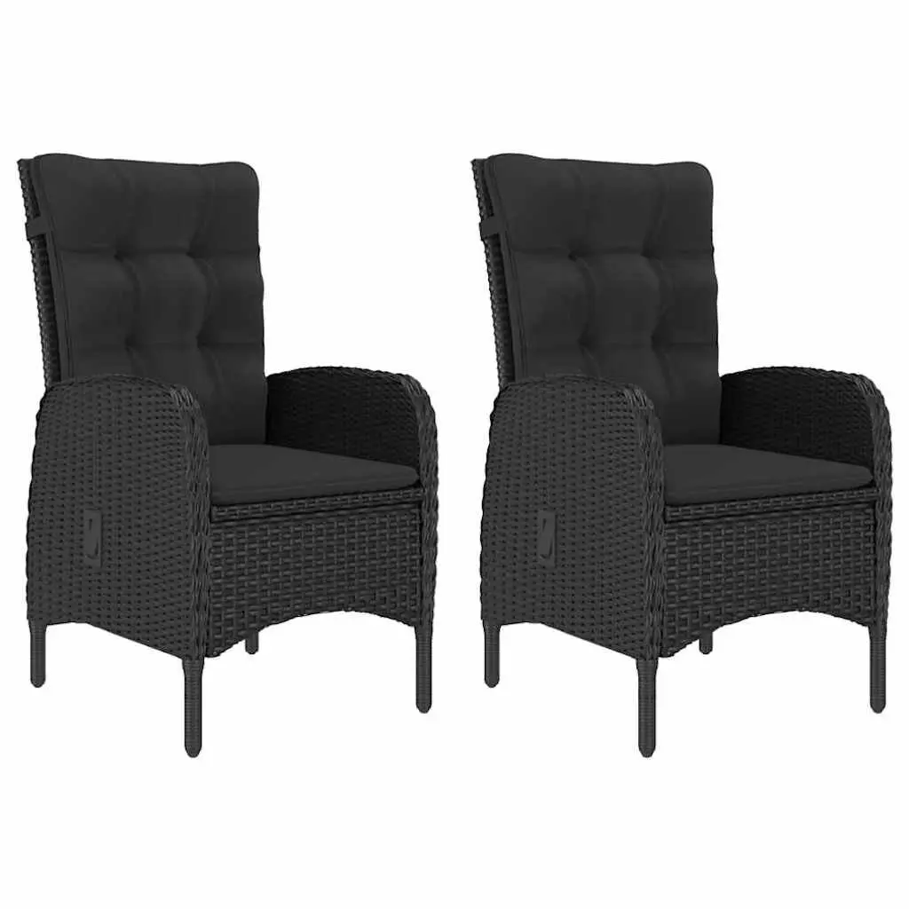 Garden Dining Set Acacia Wood Black 3 Piece Outdoor Table Chairs Rattan