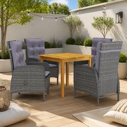 Stylish 5-Piece Grey Acacia Wood Garden Dining Set