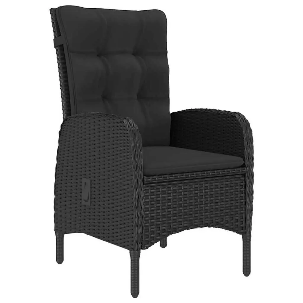 5 Piece Garden Dining Set Acacia Wood Steel Rattan Black