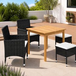 5-Piece Black Outdoor Garden Dining Set with Stools