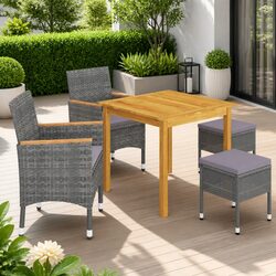5-Piece Outdoor Dining Set with Sturdy Acacia Table