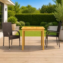 Durable Garden Dining Set 3 Piece Acacia Wood Rattan