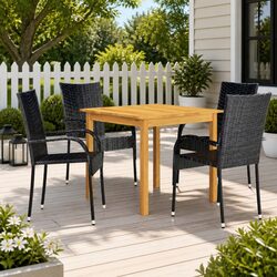 Sturdy 5 Piece Black Garden Dining Set with Chairs