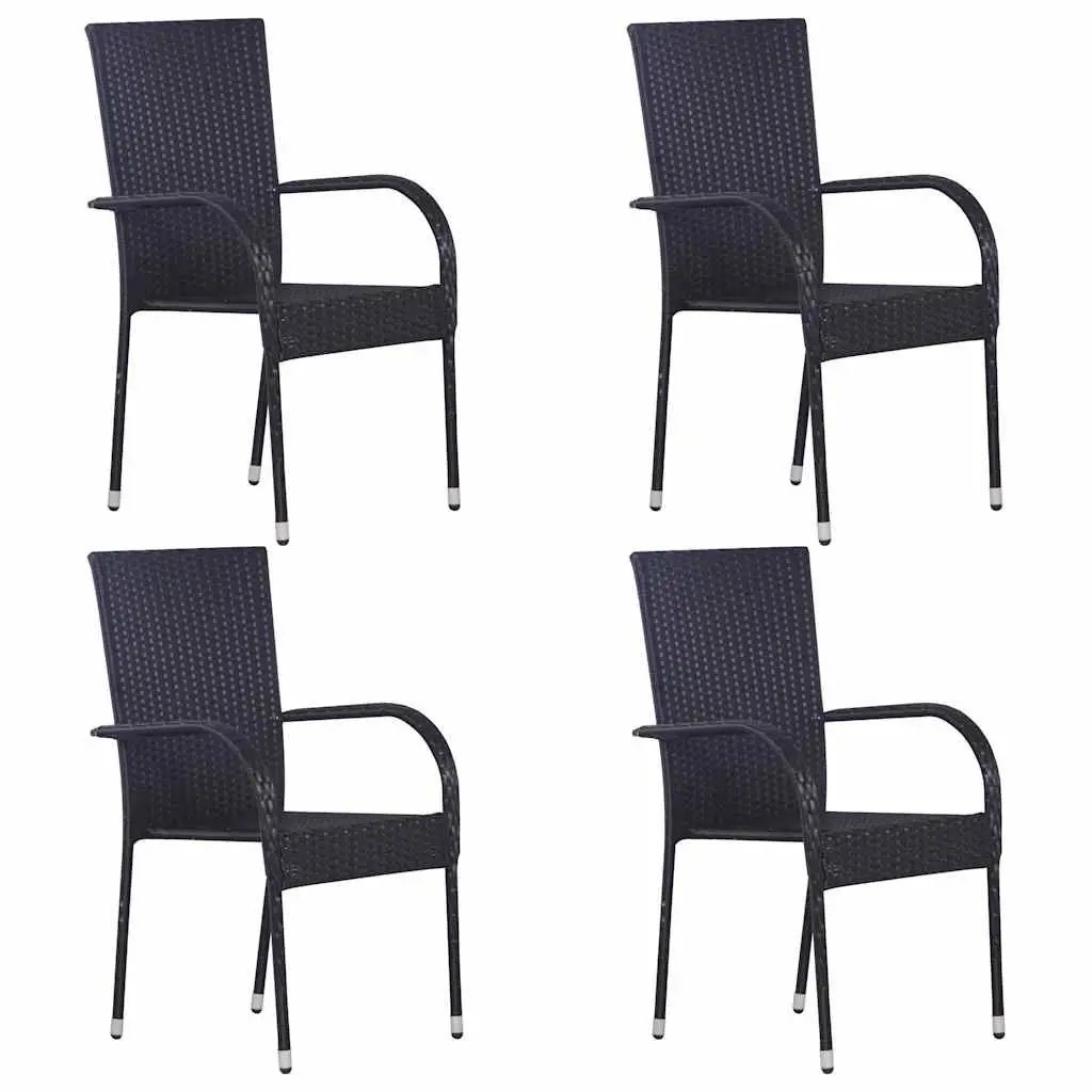 5 Piece Black Garden Dining Set with Chairs