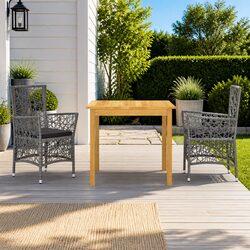 Outdoor Grey Dining Set: 3-Piece Table and Chairs