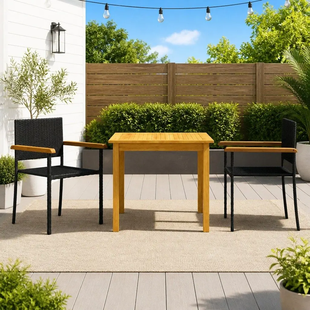 3 Piece Garden Dining Set with Acacia Wood Table
