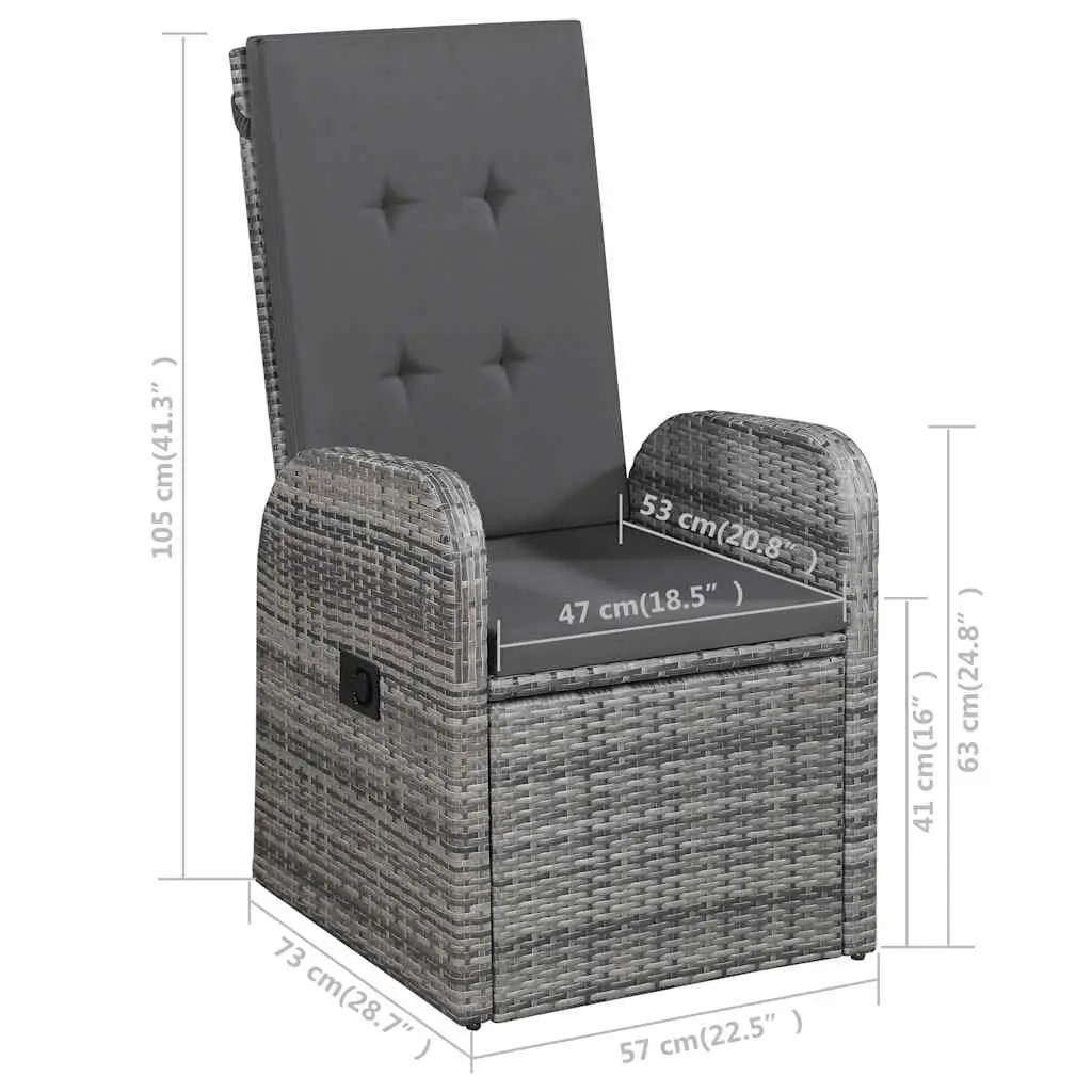 3 Piece Rattan Garden Dining Set in Grey