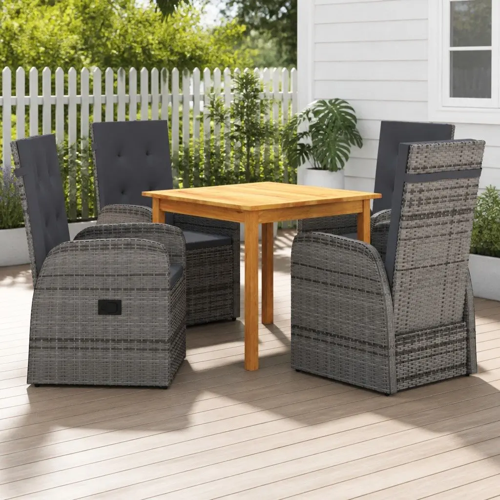 5 Piece Grey Garden Dining Set